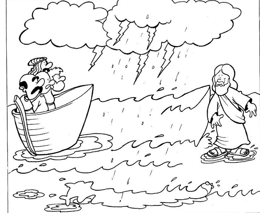 Wwwbiblekidseu newtestament jesuswalksonwater jesuswalksonwateâ jesus walk on water sunday school coloring pages bible coloring pages