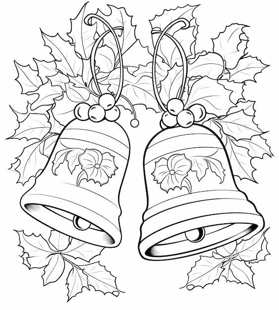 Premium ai image coloring page for kids of jingle bells filled with christmas bells