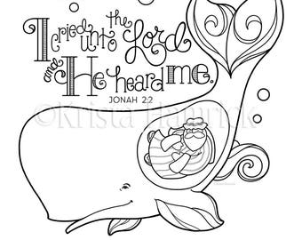 Jonah and the whale coloring page x bible journaling tip