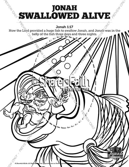 Jonah swallowed alive sunday school coloring pages â