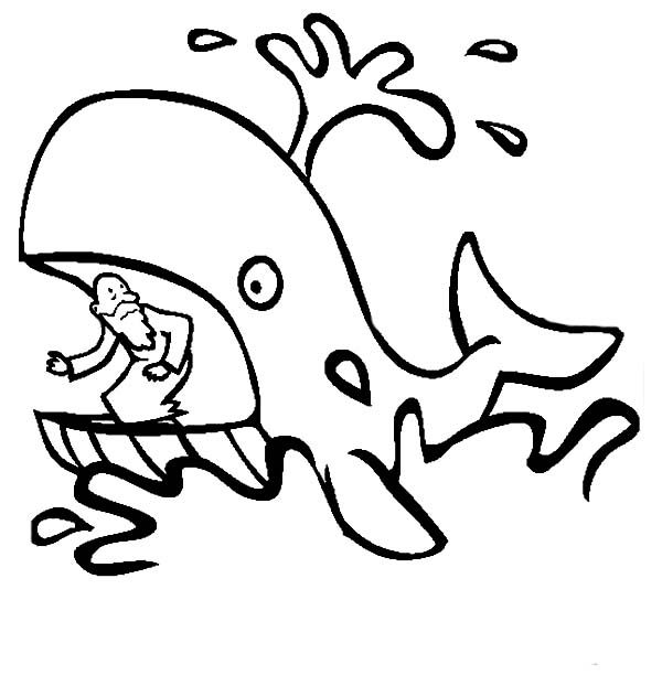 Jonah at the brink of whale mouth in jonah and the whale coloring page jonah and the whale whale coloring pages coloring pages