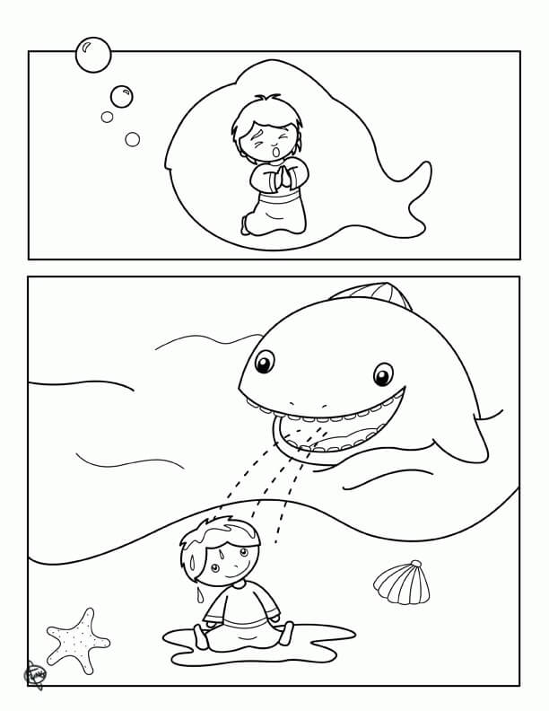 Jonah and the whale fãrbung seite