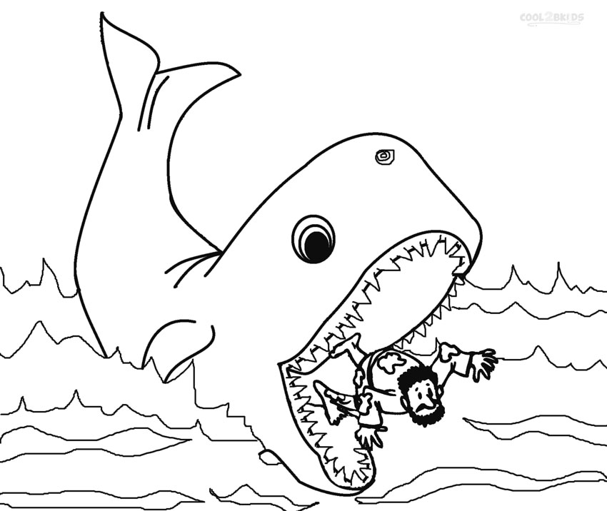 Printable jonah and the whale coloring pages for kids