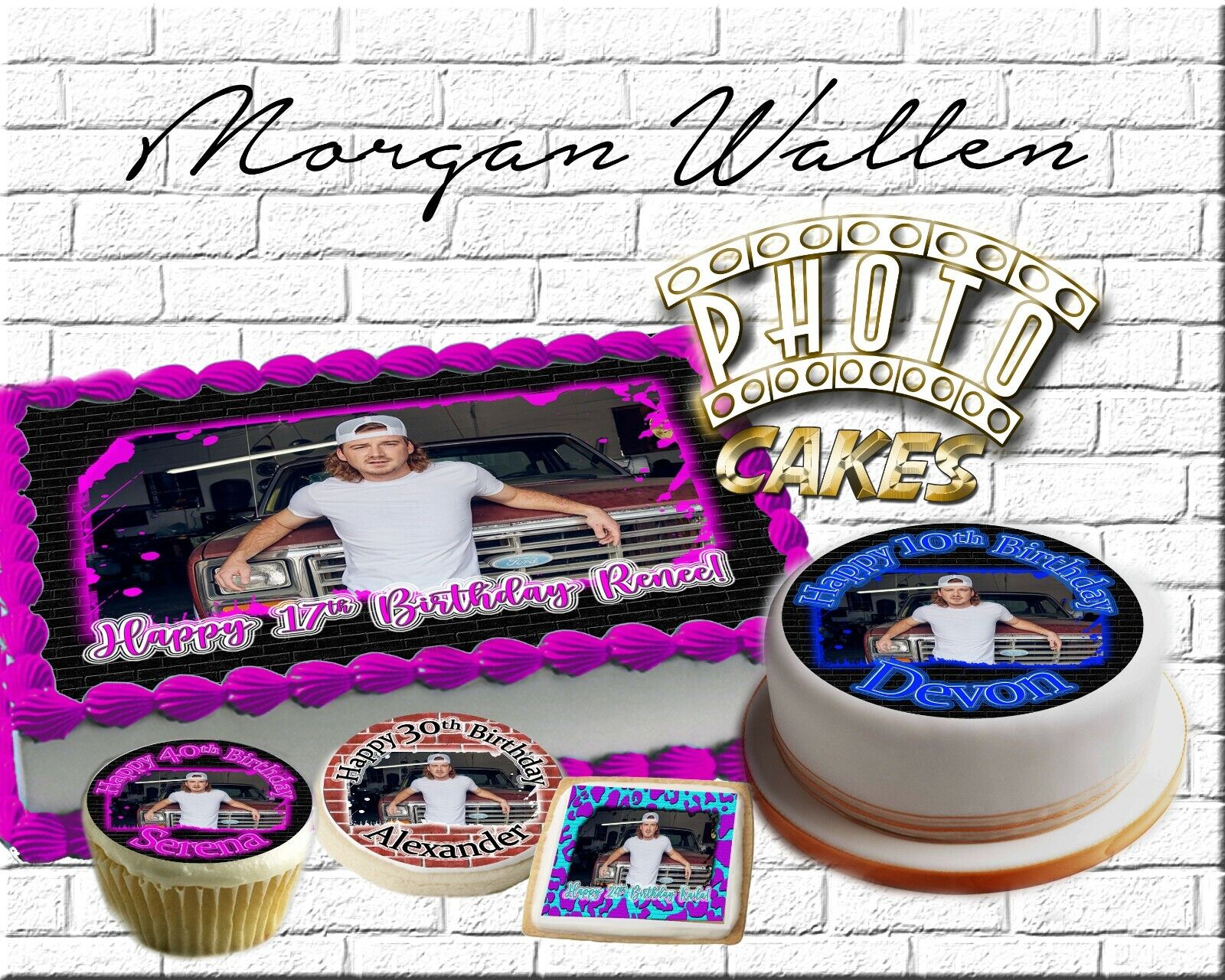 Morgan wallen edible birthday cake topper photo image icing cupcakes cookies
