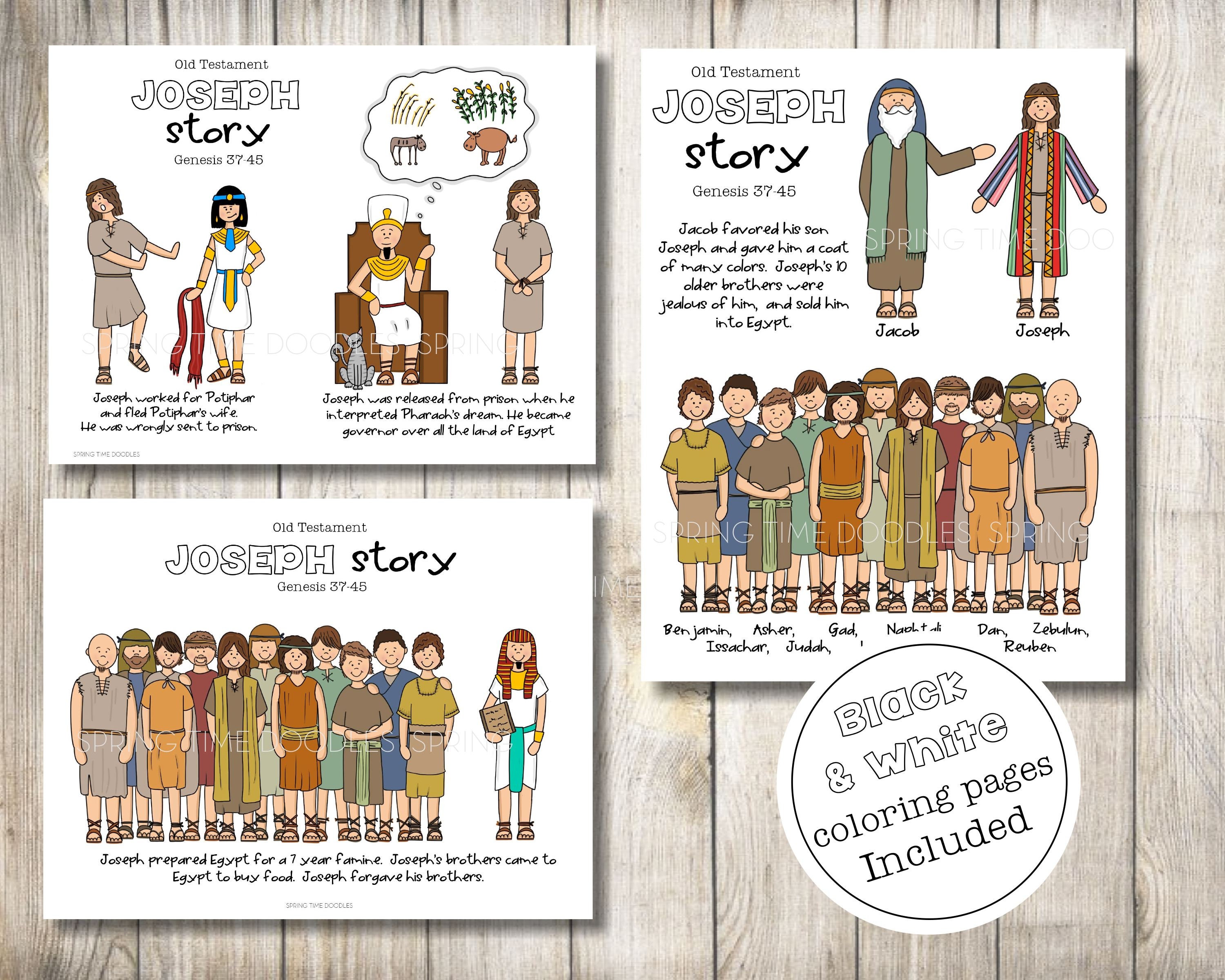Joseph old testament paper puppets felt stories e follow me digital download coloring pages