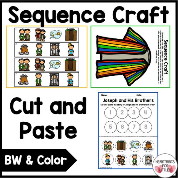 Joseph and his brothers bible story sequencing activities for kids homeschool printable sunday school lesson