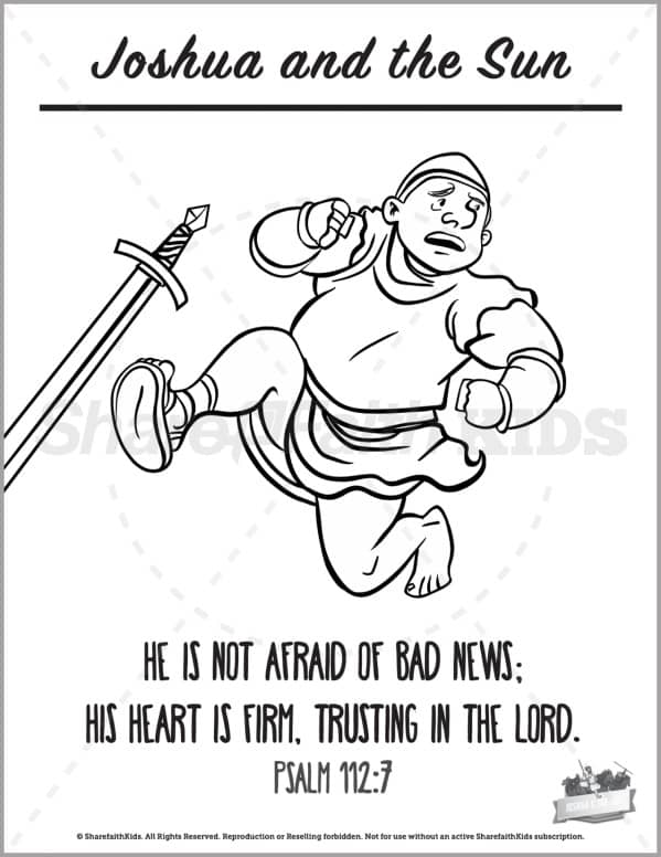 Joshua joshua and the sun preschool coloring pages â