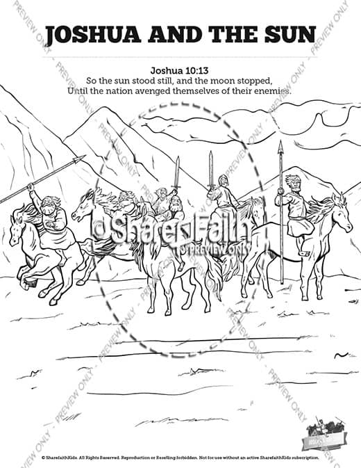 Joshua sun stand still sunday school coloring pages â