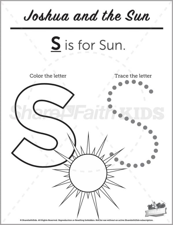 Joshua joshua and the sun preschool letter coloring â