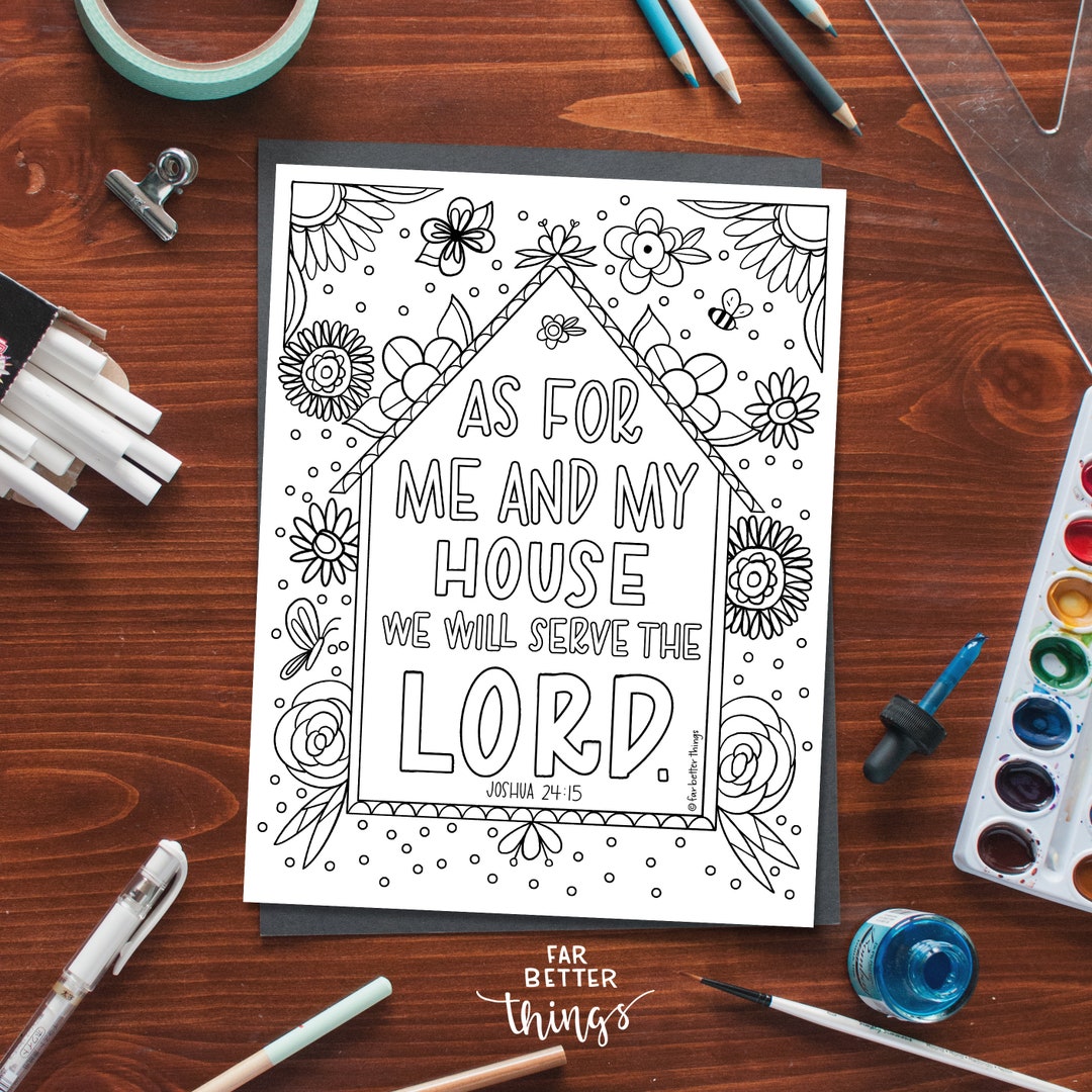 Bible verse coloring page joshua printable digital download bible coloring page christian kids activity sunday school craft