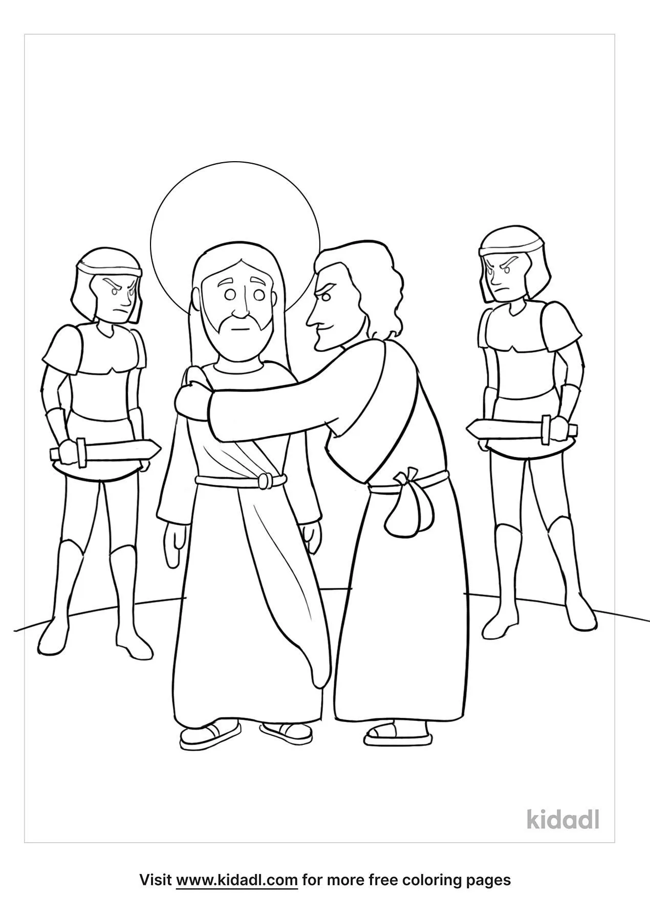 Free judas betrays jesus coloring page coloring page printables
