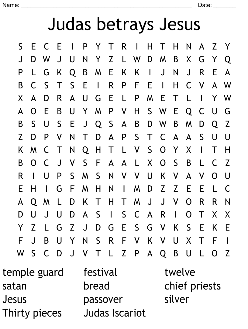 Judas betrays jesus word search