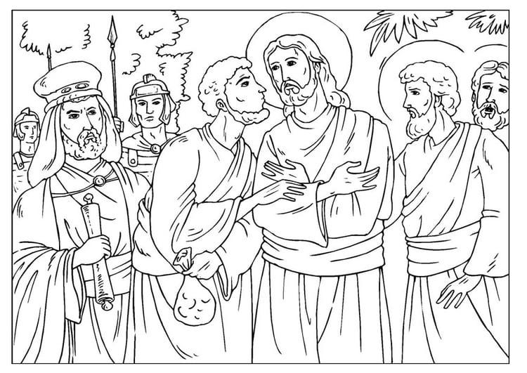 Coloring page judas betrayal