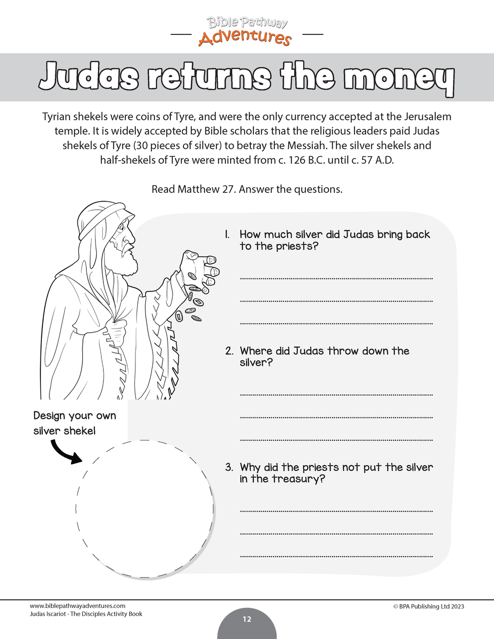 Judas the disciple activity book