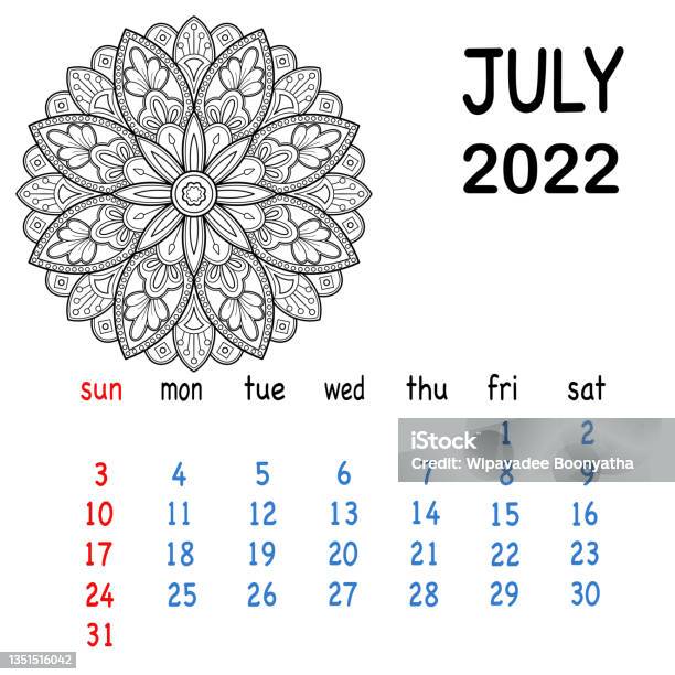 March monthly calendar in design with mandala for the year calendar mandala coloring template with hand drawn mandala design stock illustration