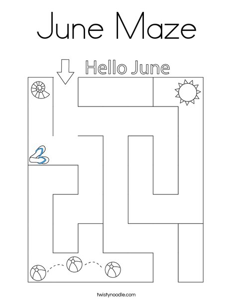 June maze coloring page