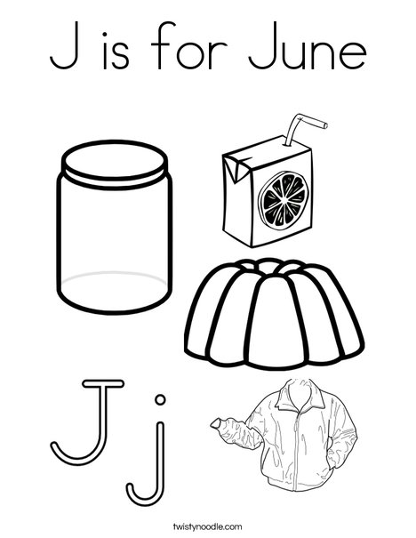 J is for june coloring page