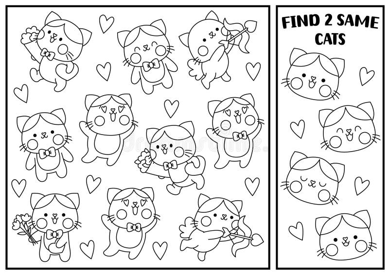 Cats kawaii coloring stock illustrations â cats kawaii coloring stock illustrations vectors clipart