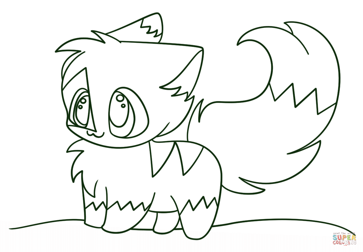 Kawaii chibi kitten coloring page free printable coloring pages