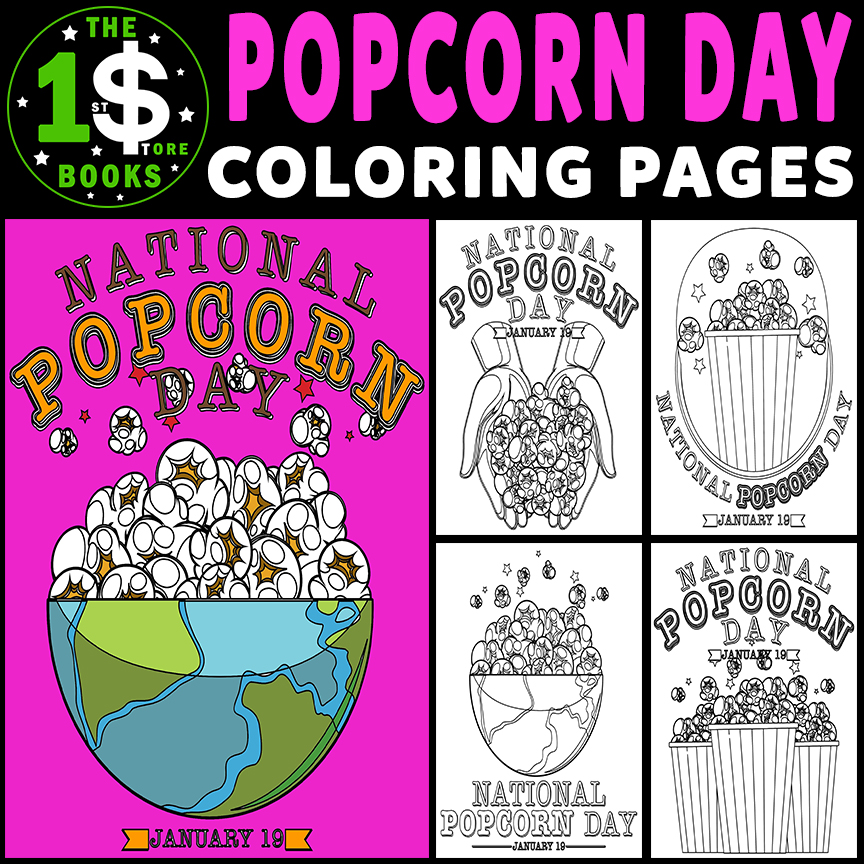 National popcorn day coloring pages january holiday coloring sheets made by teachers