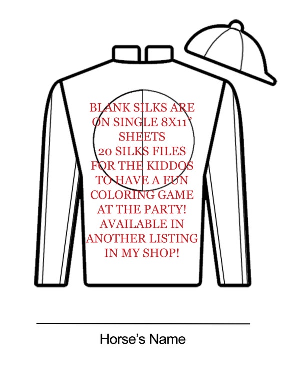 Kentucky derby party printable jockey jersey silks full sheets single files derby games as of