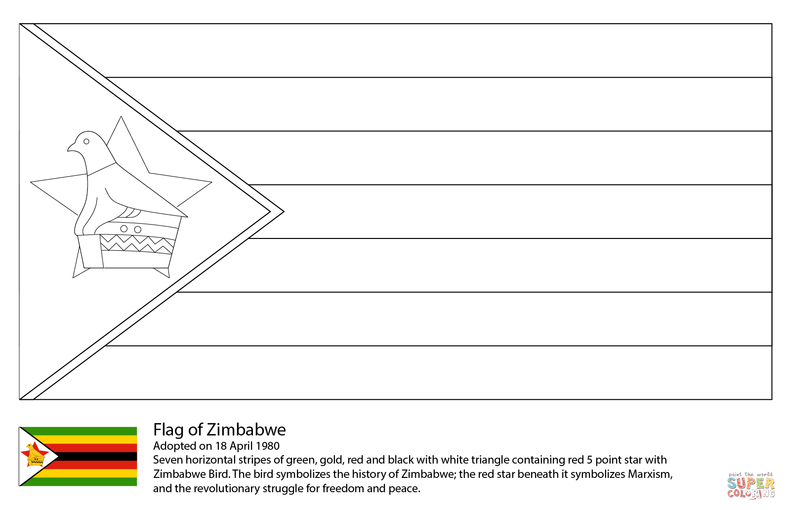 Flag of zimbabwe coloring page free printable coloring pages