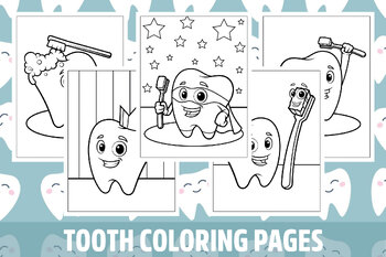 Tooth coloring pages for kids girls boys teens birthday school activity