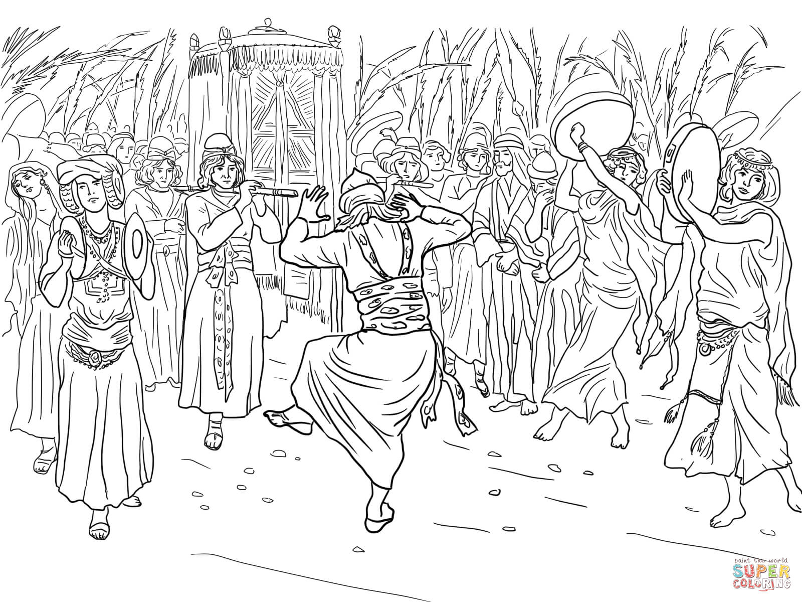 King david dancing before the ark of the covenant coloring page free printable coloring pages