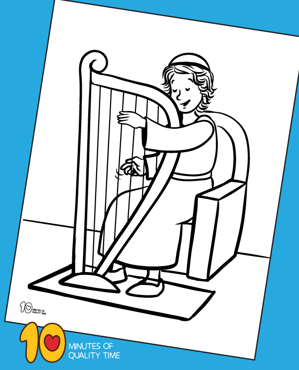 David playing the harp coloring page â minutes of quality time