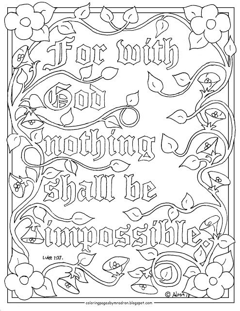 Luke print and color page for the bible verse that says for with god nothing sâ love coloring pages bible verse coloring page coloring pages inspirational