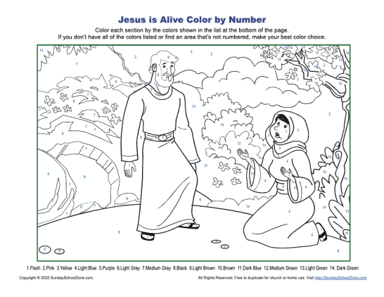 Color by number bible coloring pages on sunday school zone