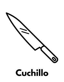 Spanish kitchen vocabulary coloring pages