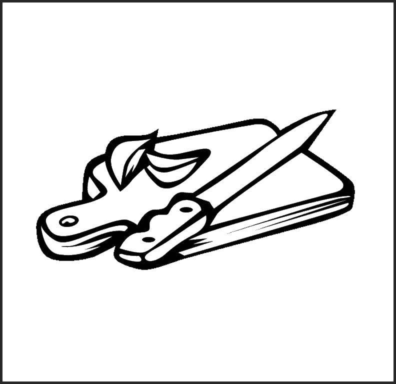 Online coloring pages knife coloring cutting board with knife dishes