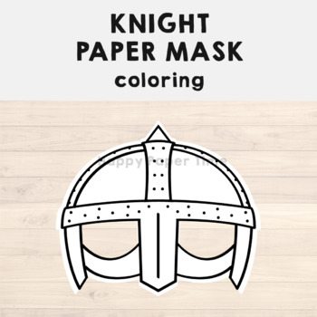 Knight paper mask printable medieval coloring craft activity costume