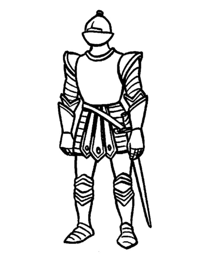 Standing knight coloring page