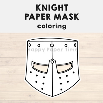 Knight paper mask printable medieval coloring craft activity costume