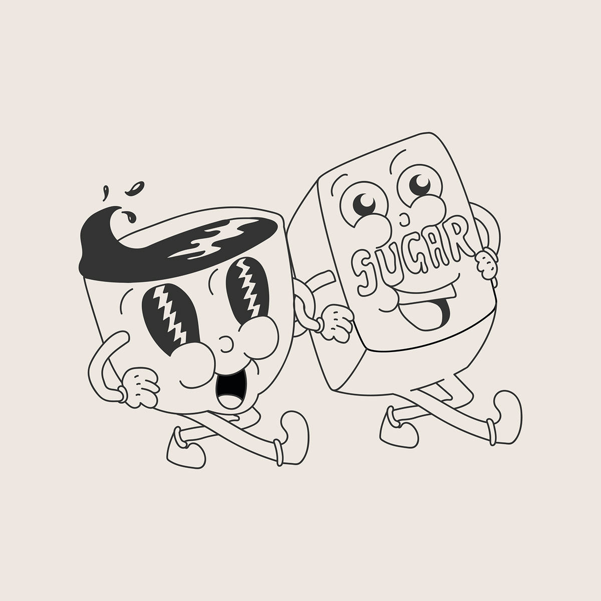 Retro food character design
