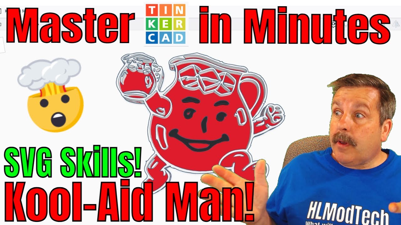 Make a tinkercad kool aid man fast using images svg files pixlr