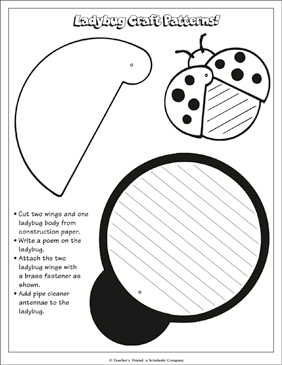 Ladybug craft patterns printable cut and pastes skills sheets