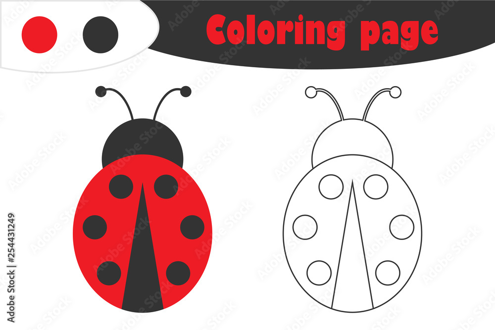 Ladybug in cartoon style coloring page spring education paper game for the development of children kids preschool activity printable worksheet vector illustration vector