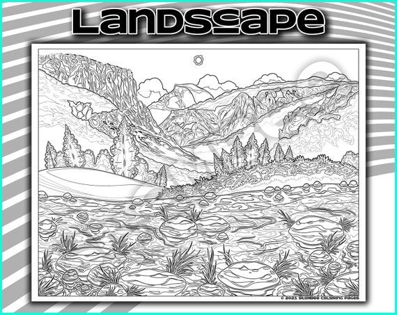 Adult coloring pages printable landscape coloring page for adult adult coloring book pdf printable coloring page adult colouring