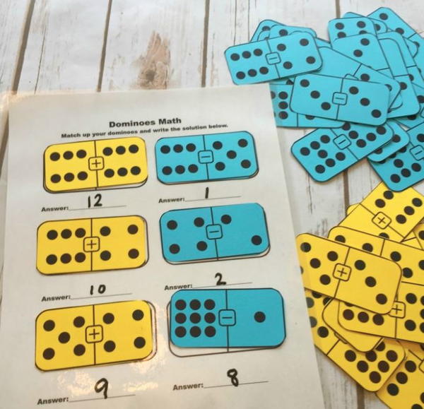 Domino math addition printable