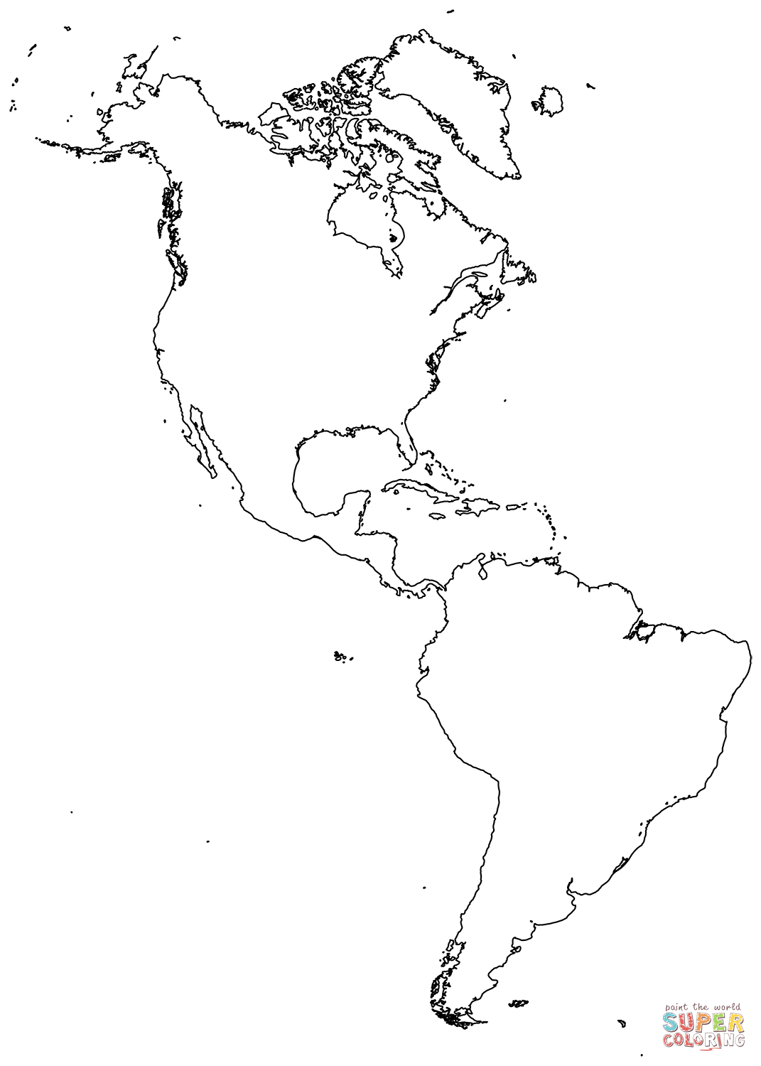 Outline map of americas coloring page free printable coloring pages