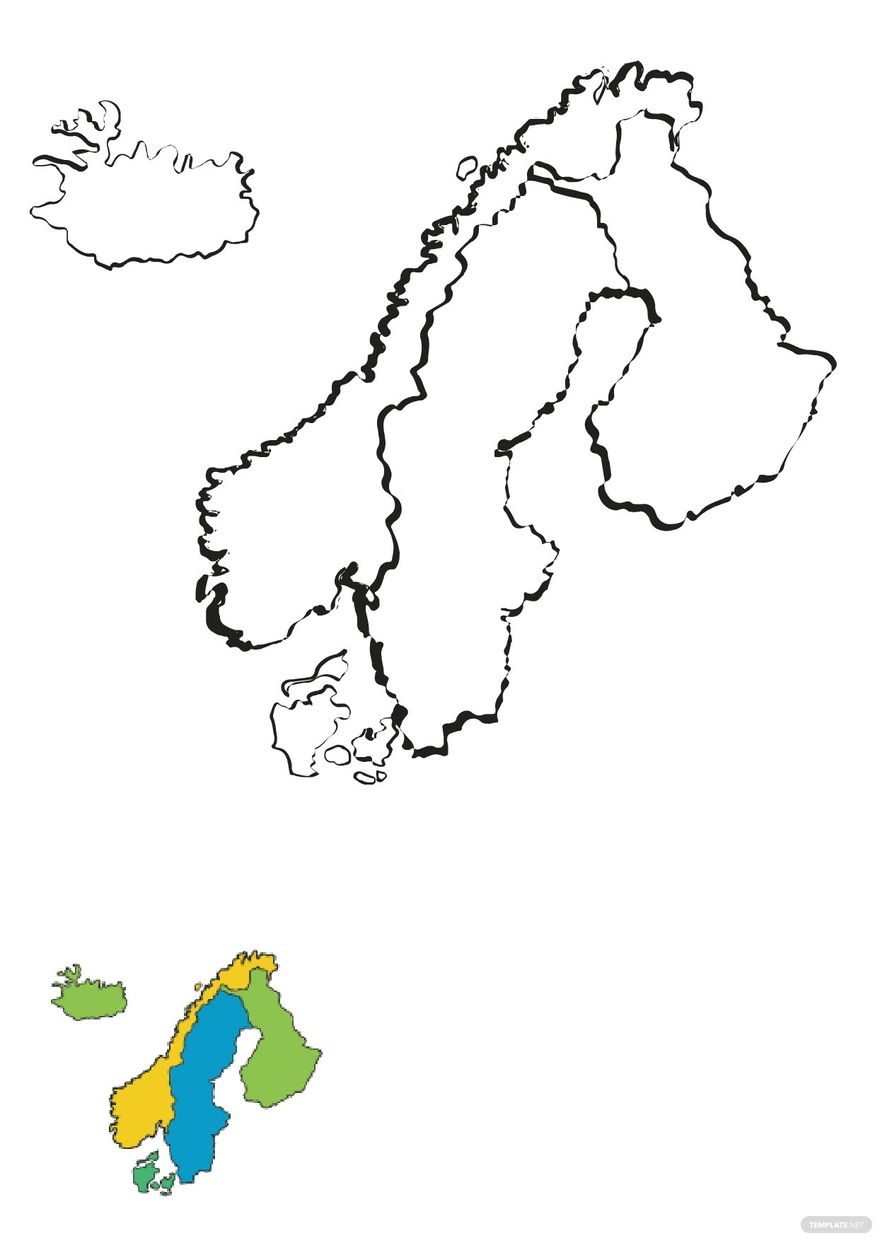 Free northern europe map coloring page