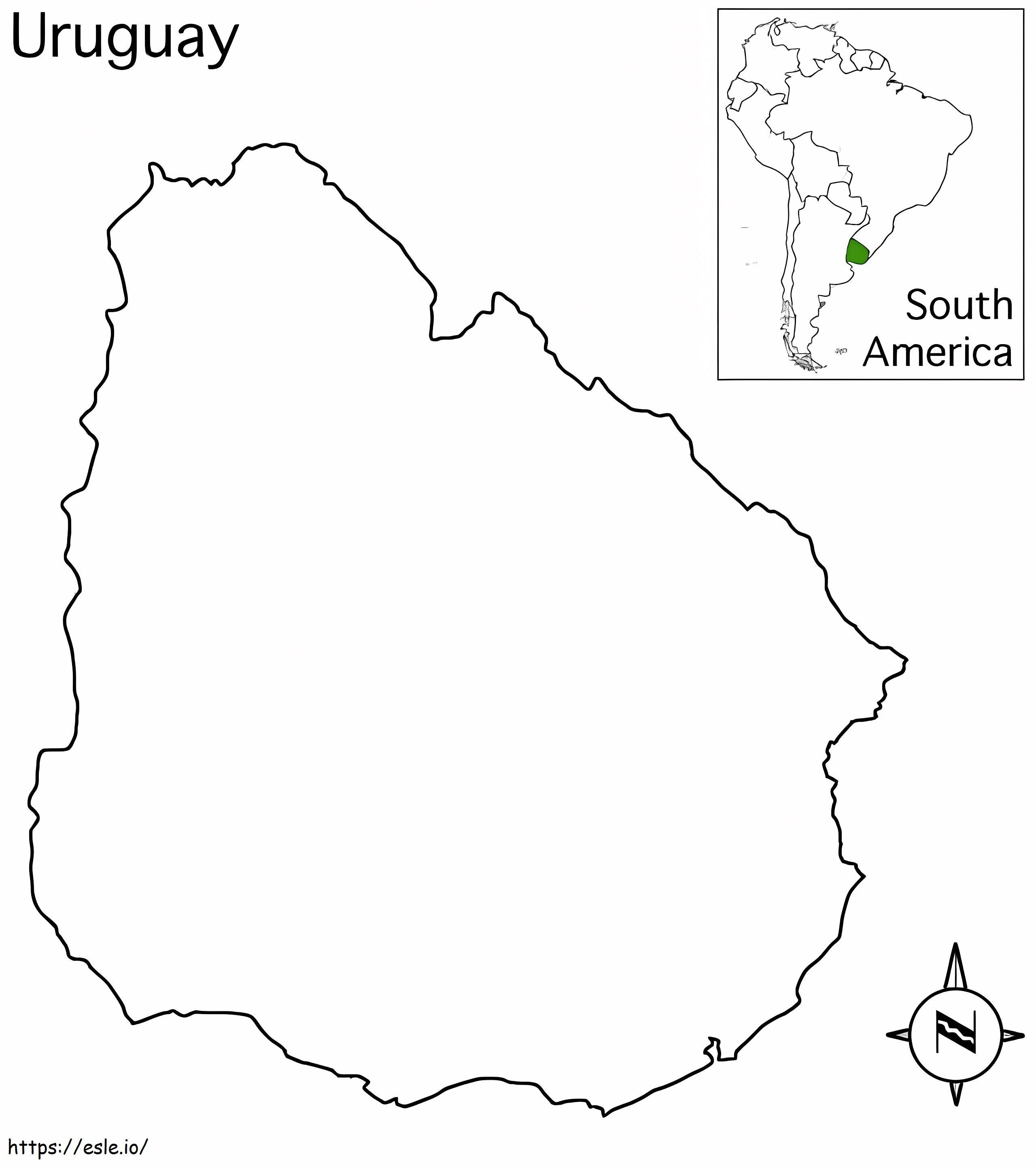 Uruguay map coloring page