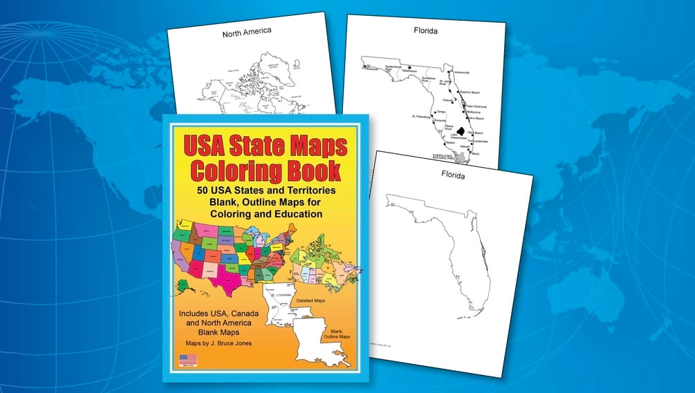 Usa state maps states printable pdf coloring book