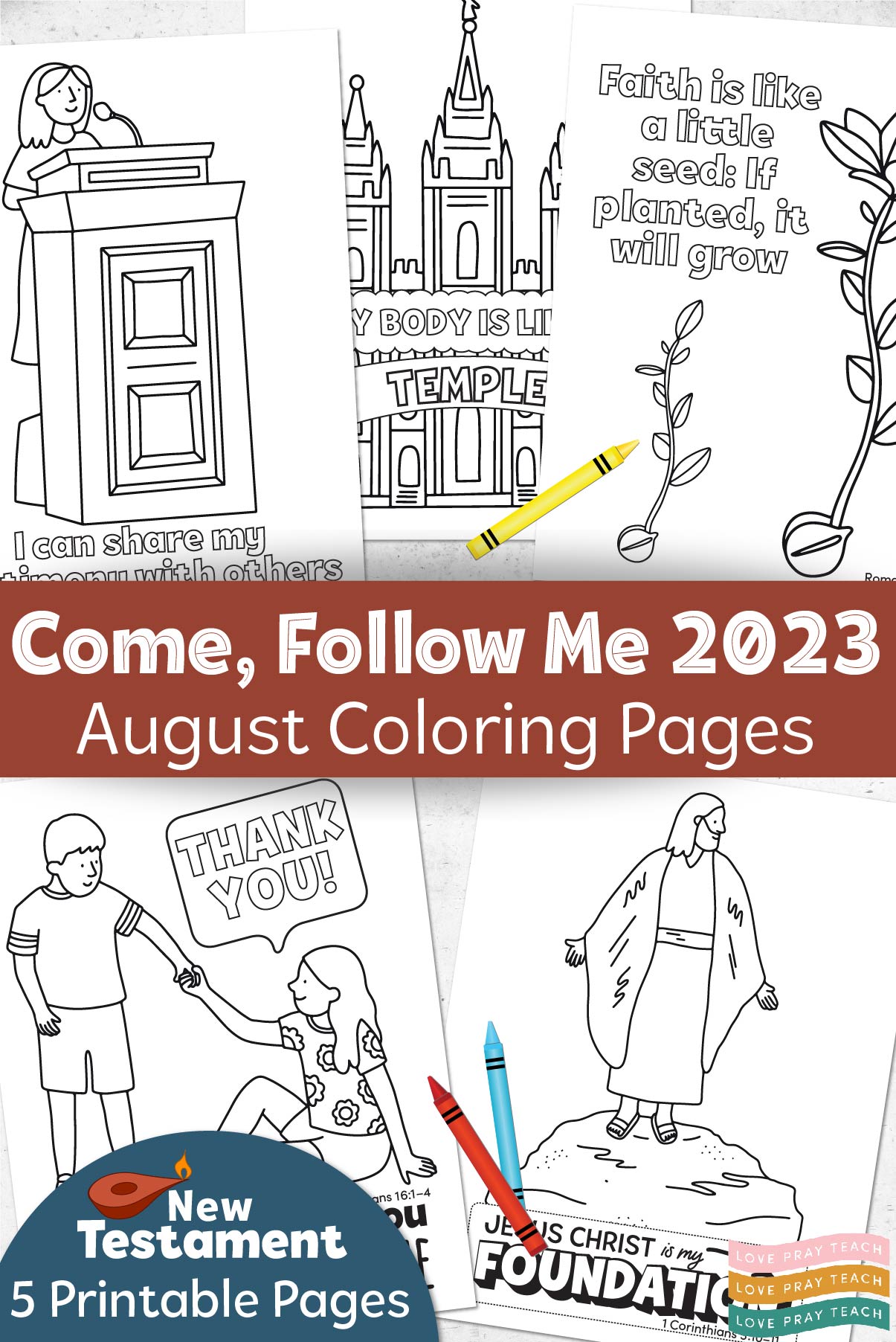 August e follow me coloring pages new testament