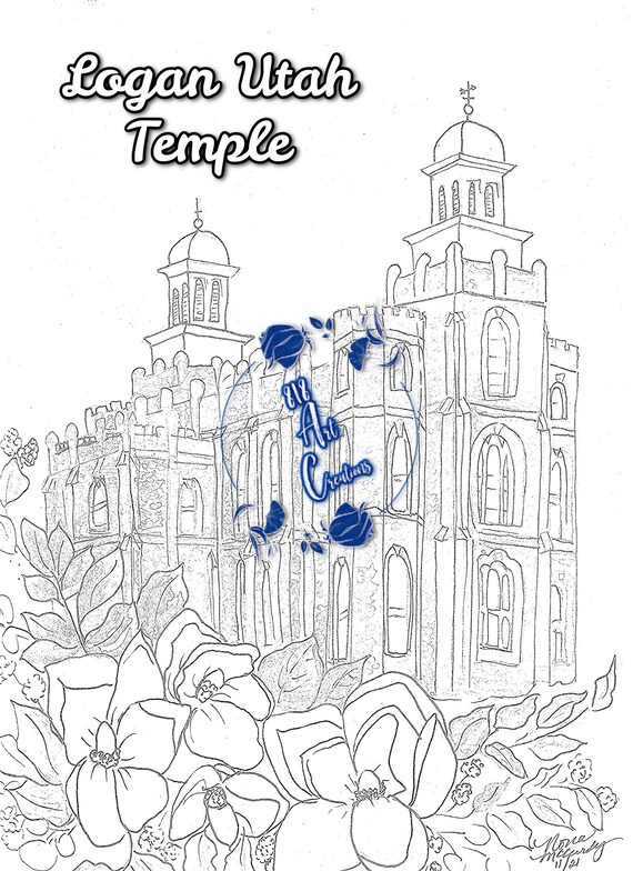 Printable logan utah temple coloring page instant download