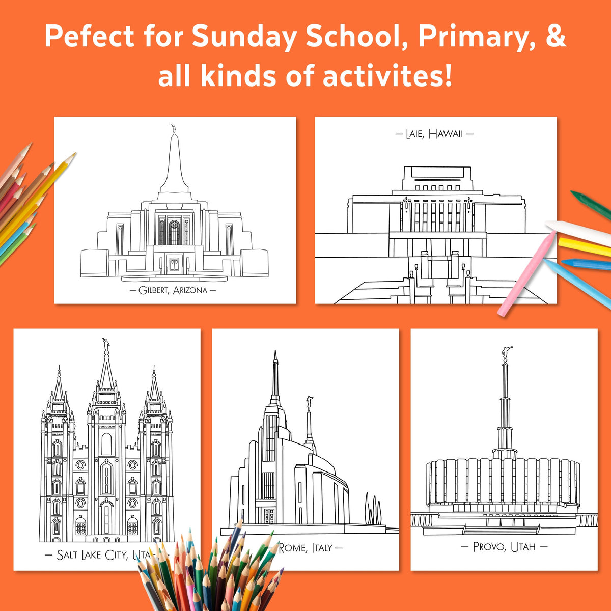 Temple coloring pages kit â ministering printables