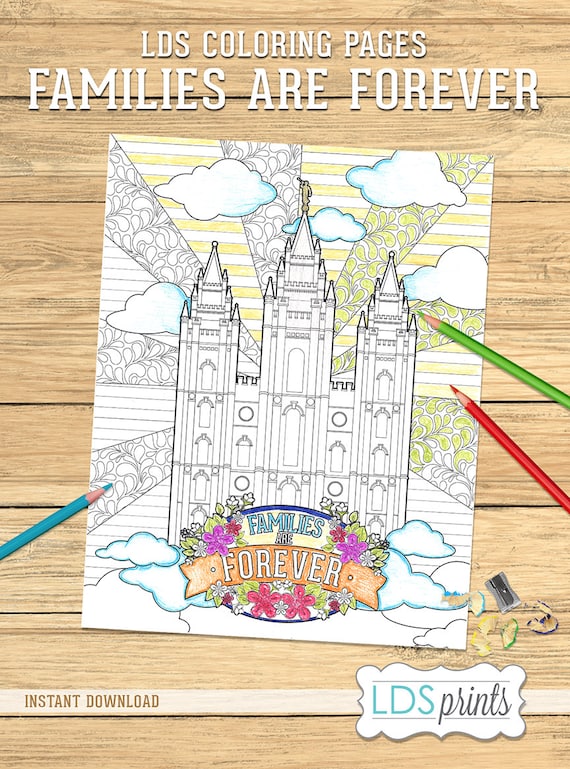 Lds coloring page salt lake temple families are forever primary theme lds printable program cover download now